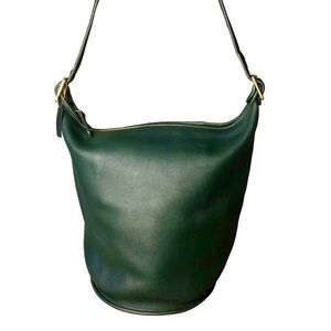 COACH Bottle Green Glove Tanned Leather Duffle Sac XL Bucket Bag 9085 USA COA